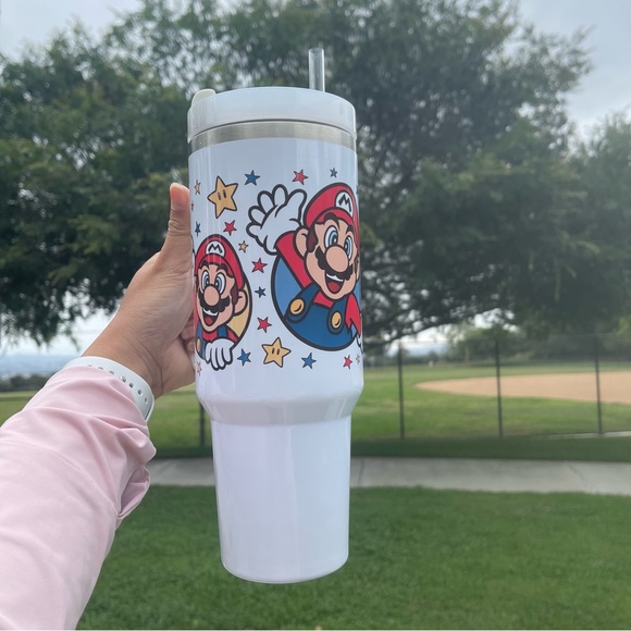 Custom 40 oz Tumbler Nintendo Super Mario Bros Tumbler 40 oz tumbler with hand c - Picture 4 of 7